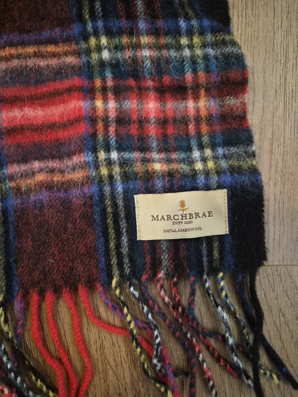 Red & Multicolor Lambswool Men's Scarf
